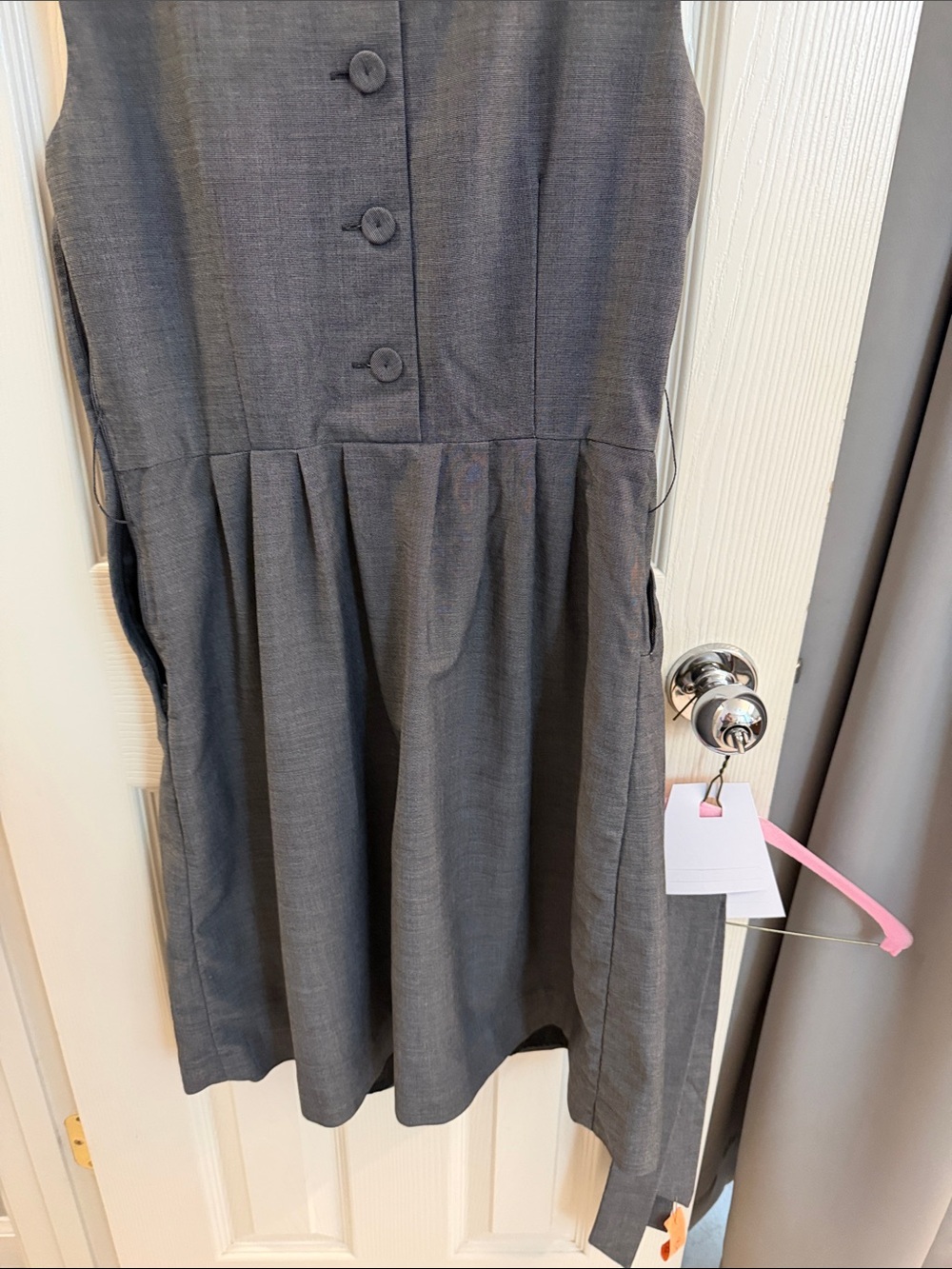 H&M Charcoal Gray Pleated Waist Midi Dress - Picture 11 of 12